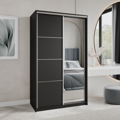 Szafa Przesuwna VARO 120 cm z Lustrem Szafa Dwudrzwiowa z Szufladami