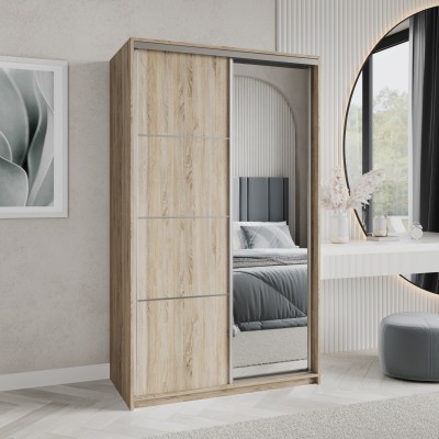 Szafa Przesuwna VARO 120 cm z Lustrem Szafa Dwudrzwiowa z Szufladami