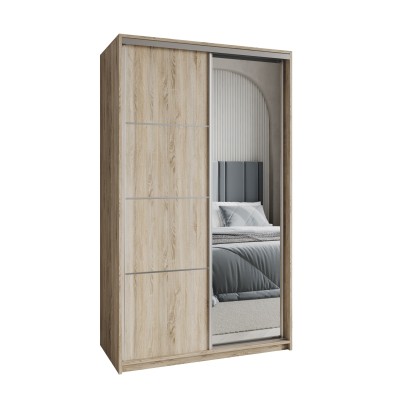 Szafa Przesuwna VARO 120 cm z Lustrem Szafa Dwudrzwiowa z Szufladami