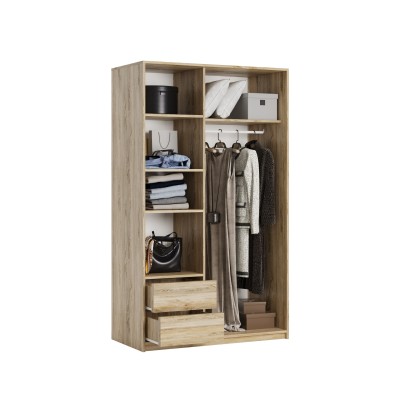 Szafa Przesuwna VARO 120 cm z Lustrem Szafa Dwudrzwiowa z Szufladami