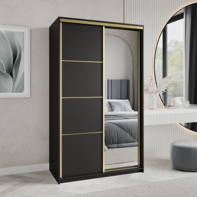 Szafa Przesuwna VARO 120 cm z Lustrem Szafa Dwudrzwiowa z Szufladami