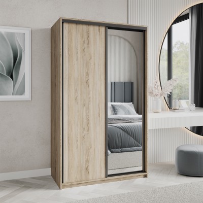 Szafa Przesuwna TAVI 120 cm z Lustrem Szafa Dwudrzwiowa z Szufladami