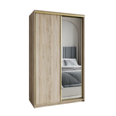 Szafa Przesuwna TAVI 120 cm z Lustrem Szafa Dwudrzwiowa z Szufladami