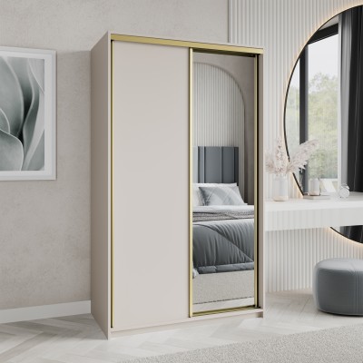 Szafa Przesuwna TAVI 120 cm z Lustrem Szafa Dwudrzwiowa z Szufladami