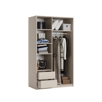 Szafa Przesuwna TAVI 120 cm z Lustrem Szafa Dwudrzwiowa z Szufladami