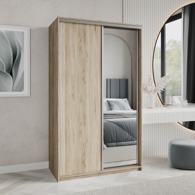 Szafa Przesuwna TAVI 120 cm z Lustrem Szafa Dwudrzwiowa z Szufladami