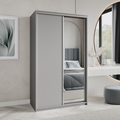 Szafa Przesuwna TAVI 120 cm z Lustrem Szafa Dwudrzwiowa z Szufladami