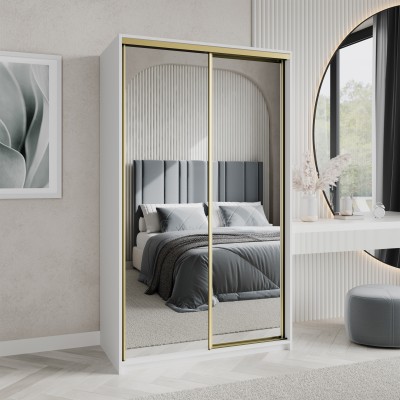 Szafa Przesuwna RIEN 120 cm z Lustrem Szafa Dwudrzwiowa z Szufladami