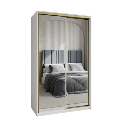 Szafa Przesuwna RIEN 120 cm z Lustrem Szafa Dwudrzwiowa z Szufladami