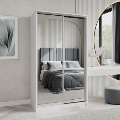 Szafa Przesuwna RIEN 120 cm z Lustrem Szafa Dwudrzwiowa z Szufladami