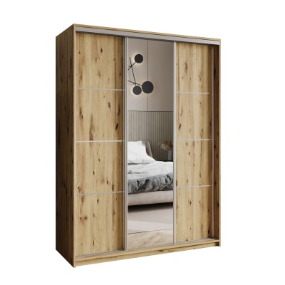 Szafa Przesuwna VARO 150 cm z Lustrem Szafa Trzydrzwiowa z Szufladami