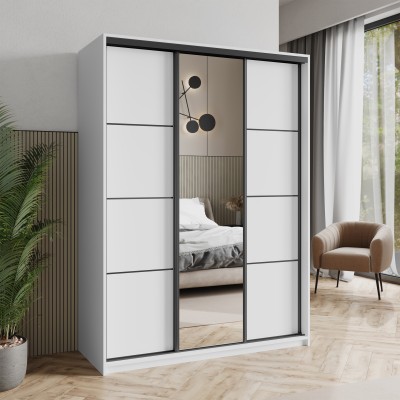 Szafa Przesuwna VARO 150 cm z Lustrem Szafa Trzydrzwiowa z Szufladami