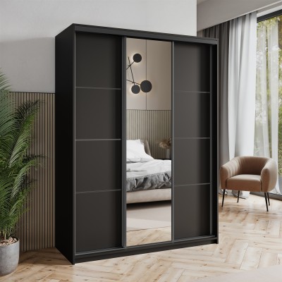 Szafa Przesuwna VARO 150 cm z Lustrem Szafa Trzydrzwiowa z Szufladami