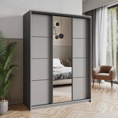 Szafa Przesuwna VARO 150 cm z Lustrem Szafa Trzydrzwiowa z Szufladami