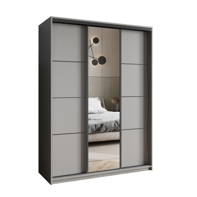 Szafa Przesuwna VARO 150 cm z Lustrem Szafa Trzydrzwiowa z Szufladami