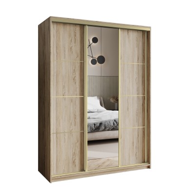 Szafa Przesuwna VARO 150 cm z Lustrem Szafa Trzydrzwiowa z Szufladami