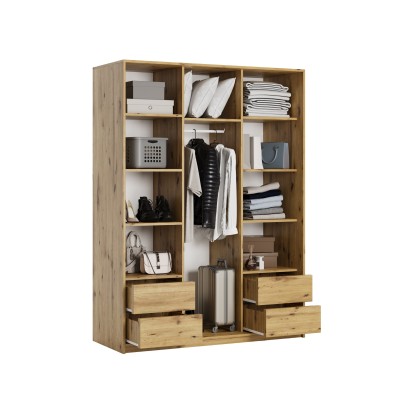 Szafa Przesuwna VARO 150 cm z Lustrem Szafa Trzydrzwiowa z Szufladami