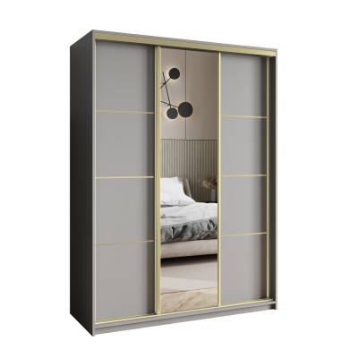 Szafa Przesuwna VARO 150 cm z Lustrem Szafa Trzydrzwiowa z Szufladami