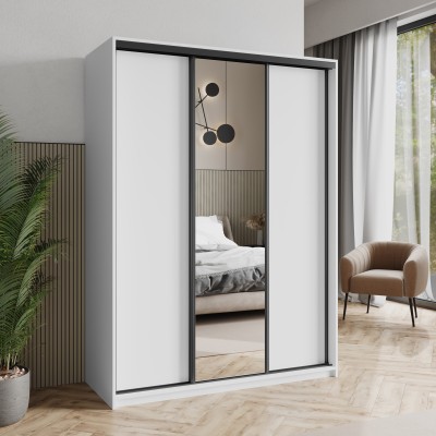 Szafa Przesuwna TAVI 150 cm z Lustrem Szafa Trzydrzwiowa z Szufladami