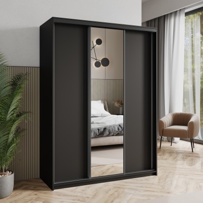 Szafa Przesuwna TAVI 150 cm z Lustrem Szafa Trzydrzwiowa z Szufladami