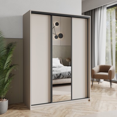 Szafa Przesuwna TAVI 150 cm z Lustrem Szafa Trzydrzwiowa z Szufladami