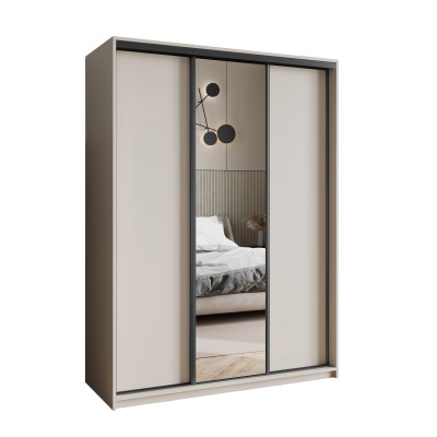 Szafa Przesuwna TAVI 150 cm z Lustrem Szafa Trzydrzwiowa z Szufladami