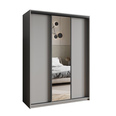 Szafa Przesuwna TAVI 150 cm z Lustrem Szafa Trzydrzwiowa z Szufladami