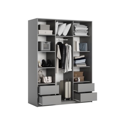 Szafa Przesuwna TAVI 150 cm z Lustrem Szafa Trzydrzwiowa z Szufladami