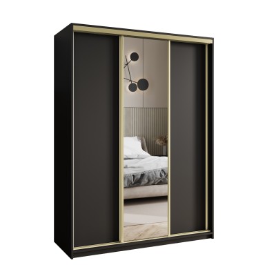 Szafa Przesuwna TAVI 150 cm z Lustrem Szafa Trzydrzwiowa z Szufladami