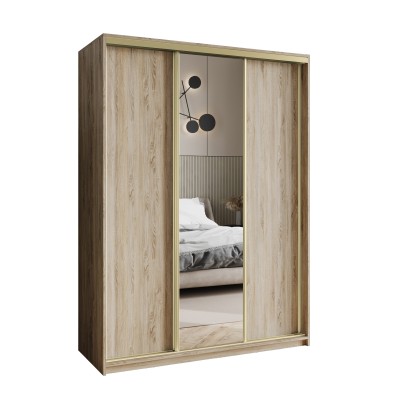 Szafa Przesuwna TAVI 150 cm z Lustrem Szafa Trzydrzwiowa z Szufladami