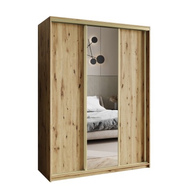 Szafa Przesuwna TAVI 150 cm z Lustrem Szafa Trzydrzwiowa z Szufladami