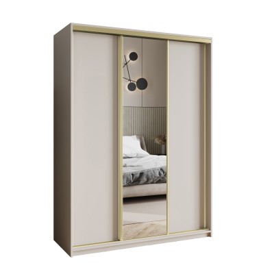 Szafa Przesuwna TAVI 150 cm z Lustrem Szafa Trzydrzwiowa z Szufladami