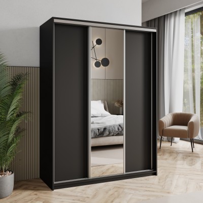 Szafa Przesuwna TAVI 150 cm z Lustrem Szafa Trzydrzwiowa z Szufladami
