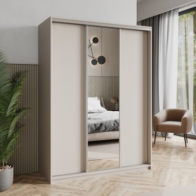 Szafa Przesuwna TAVI 150 cm z Lustrem Szafa Trzydrzwiowa z Szufladami