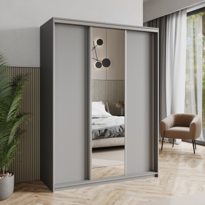 Szafa Przesuwna TAVI 150 cm z Lustrem Szafa Trzydrzwiowa z Szufladami