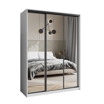 Szafa Przesuwna RIEN 150 cm z Lustrem Szafa Trzydrzwiowa z Szufladami