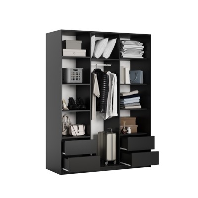 Szafa Przesuwna RIEN 150 cm z Lustrem Szafa Trzydrzwiowa z Szufladami