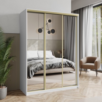 Szafa Przesuwna RIEN 150 cm z Lustrem Szafa Trzydrzwiowa z Szufladami