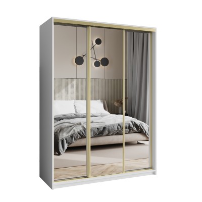 Szafa Przesuwna RIEN 150 cm z Lustrem Szafa Trzydrzwiowa z Szufladami