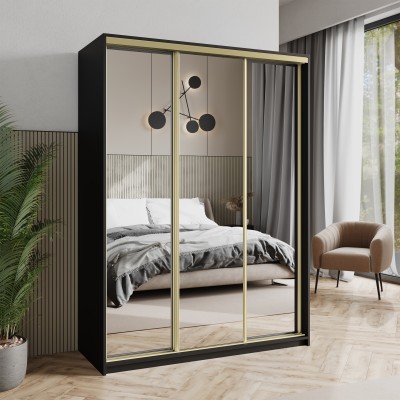 Szafa Przesuwna RIEN 150 cm z Lustrem Szafa Trzydrzwiowa z Szufladami