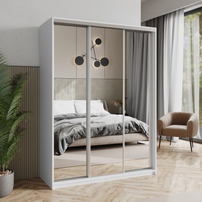 Szafa Przesuwna RIEN 150 cm z Lustrem Szafa Trzydrzwiowa z Szufladami