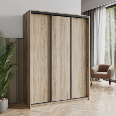 Szafa Przesuwna NISSE 150 cm Szafa Trzydrzwiowa z Szufladami