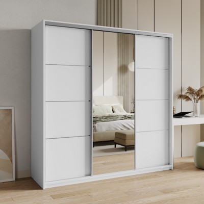 Szafa Przesuwna VARO 200 cm z Lustrem Szafa Trzydrzwiowa z Szufladami