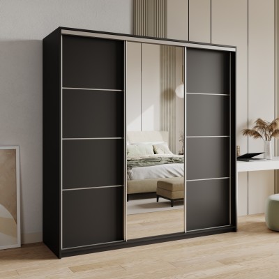 Szafa Przesuwna VARO 200 cm z Lustrem Szafa Trzydrzwiowa z Szufladami