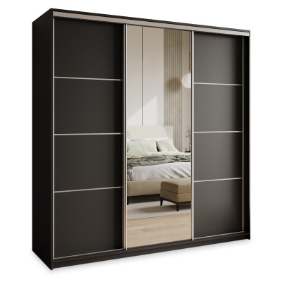 Szafa Przesuwna VARO 200 cm z Lustrem Szafa Trzydrzwiowa z Szufladami