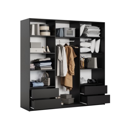 Szafa Przesuwna VARO 200 cm z Lustrem Szafa Trzydrzwiowa z Szufladami