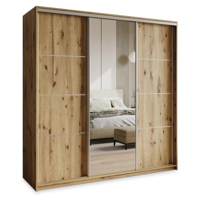 Szafa Przesuwna VARO 200 cm z Lustrem Szafa Trzydrzwiowa z Szufladami