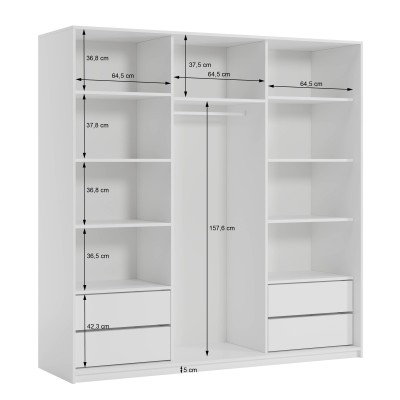 Szafa Przesuwna VARO 200 cm z Lustrem Szafa Trzydrzwiowa z Szufladami