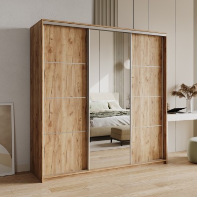 Szafa Przesuwna VARO 200 cm z Lustrem Szafa Trzydrzwiowa z Szufladami