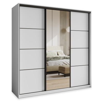 Szafa Przesuwna VARO 200 cm z Lustrem Szafa Trzydrzwiowa z Szufladami